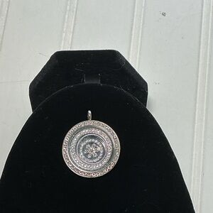 Origami Owl Silver Toned Circular Locket Bejeweled Circle and Snowflake Charms